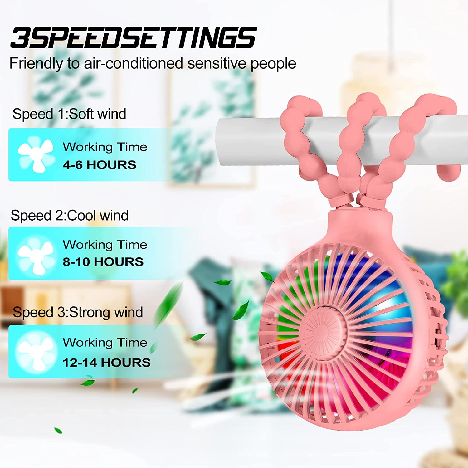 Pink portable fan