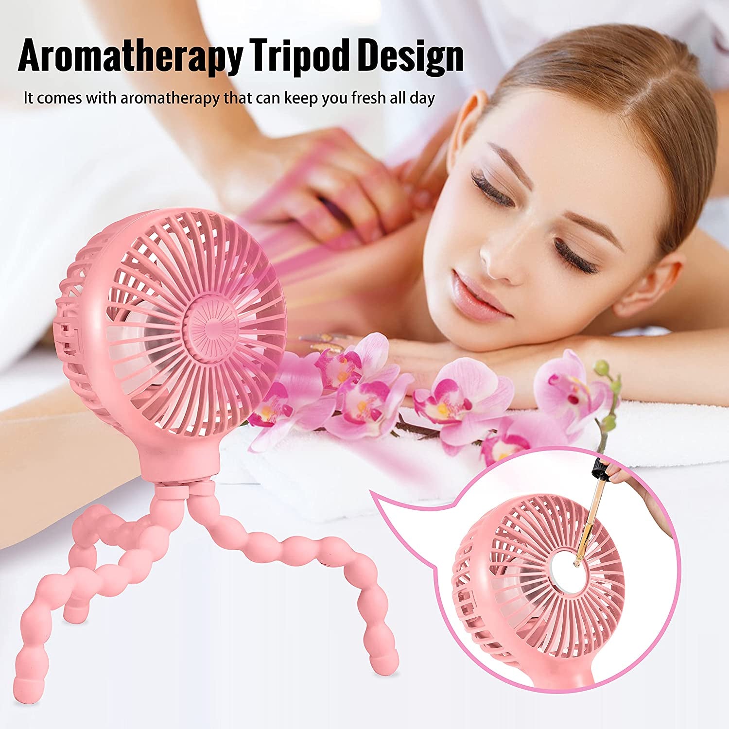 Pink portable fan