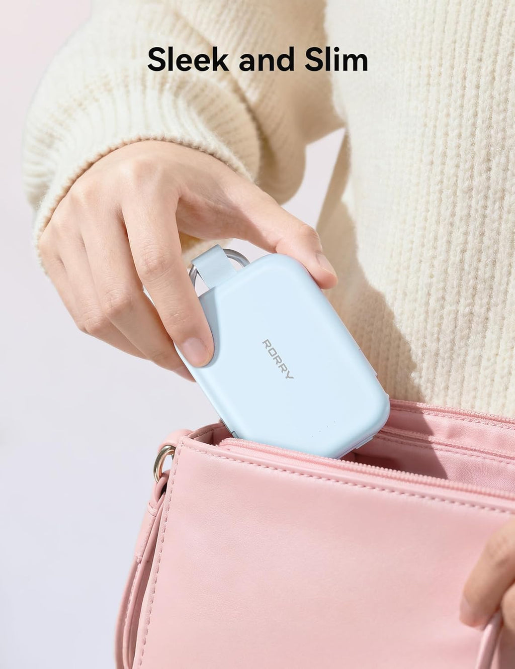 Portable Charger, 5000Mah Portable Charger Power Bank with Built-In Cables, Travel Keychain Charger Battery Pack for Iphone 17/16/15/14/13/12, for Airpods 2/3/4/Pro, Pink