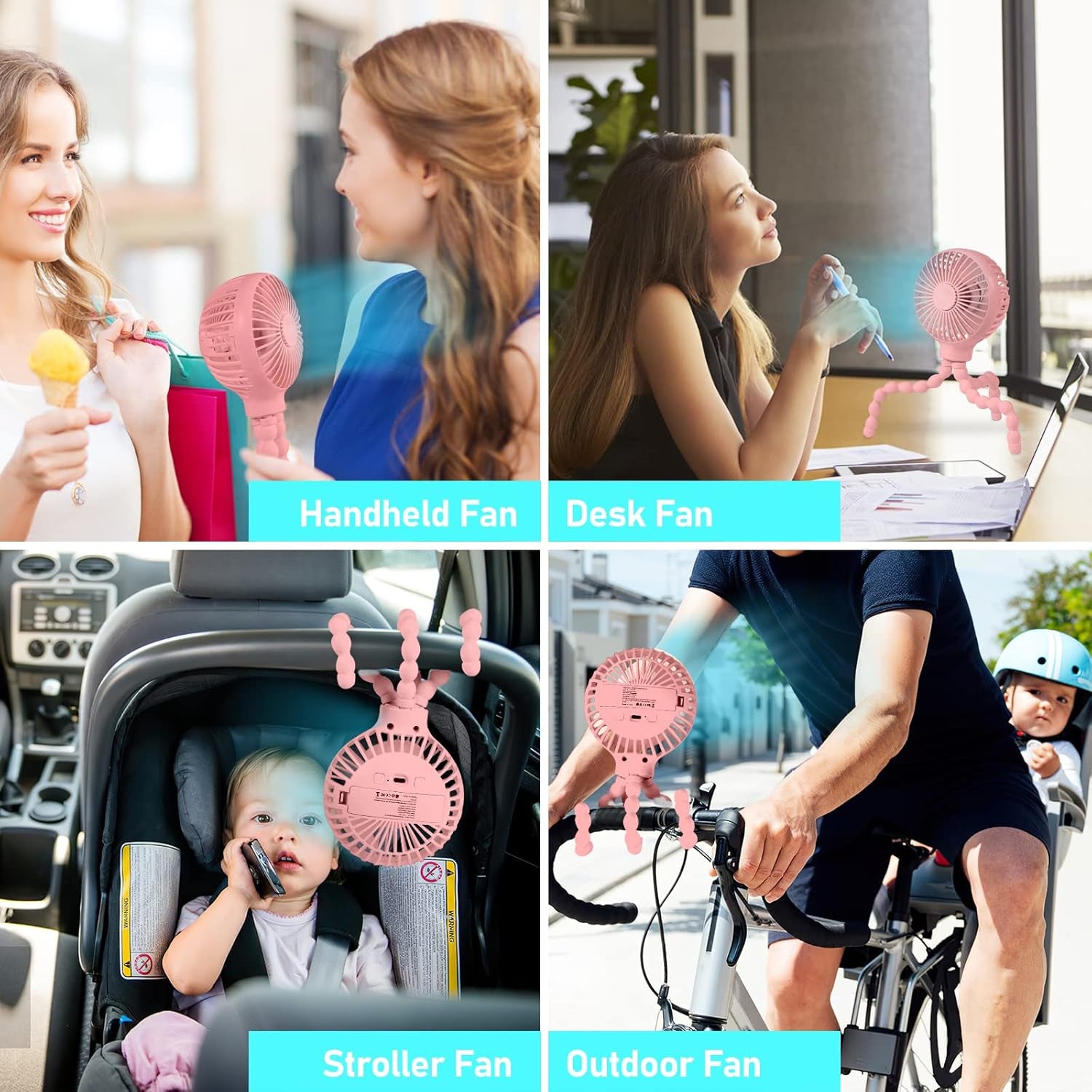 Pink portable fan