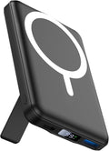 for Magsafe Portable Charger, 10000Mah Magnetic Power Bank 22.5W Fast Charging, Mini Battery Pack Wireless with LED Display&Foldable Stand for Iphone 17/16/15/14/13/12 Series (Obsidian Black)