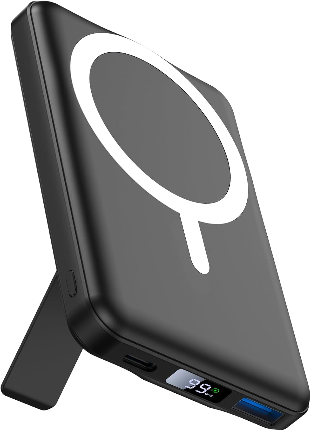 for Magsafe Portable Charger, 10000Mah Magnetic Power Bank 22.5W Fast Charging, Mini Battery Pack Wireless with LED Display&Foldable Stand for Iphone 17/16/15/14/13/12 Series (Obsidian Black)